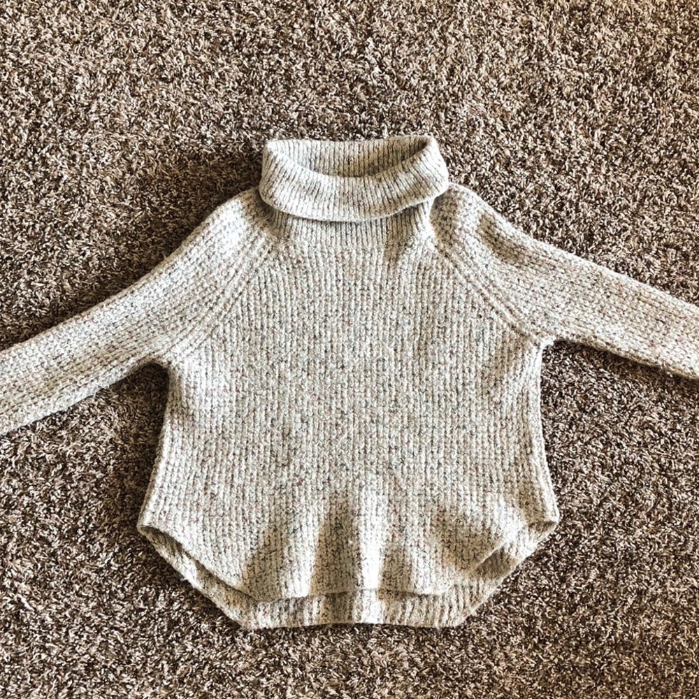 Free People Creme Raglan Style Turtleneck Sweater